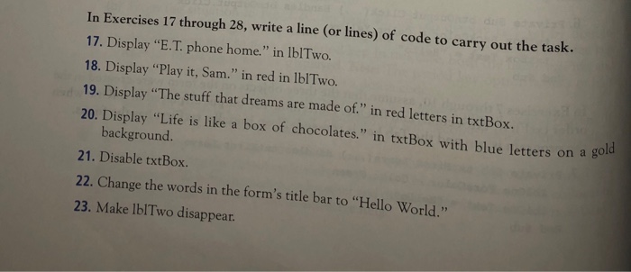 Solved In Exercises 17 through 28, write a line (or lines) | Chegg.com