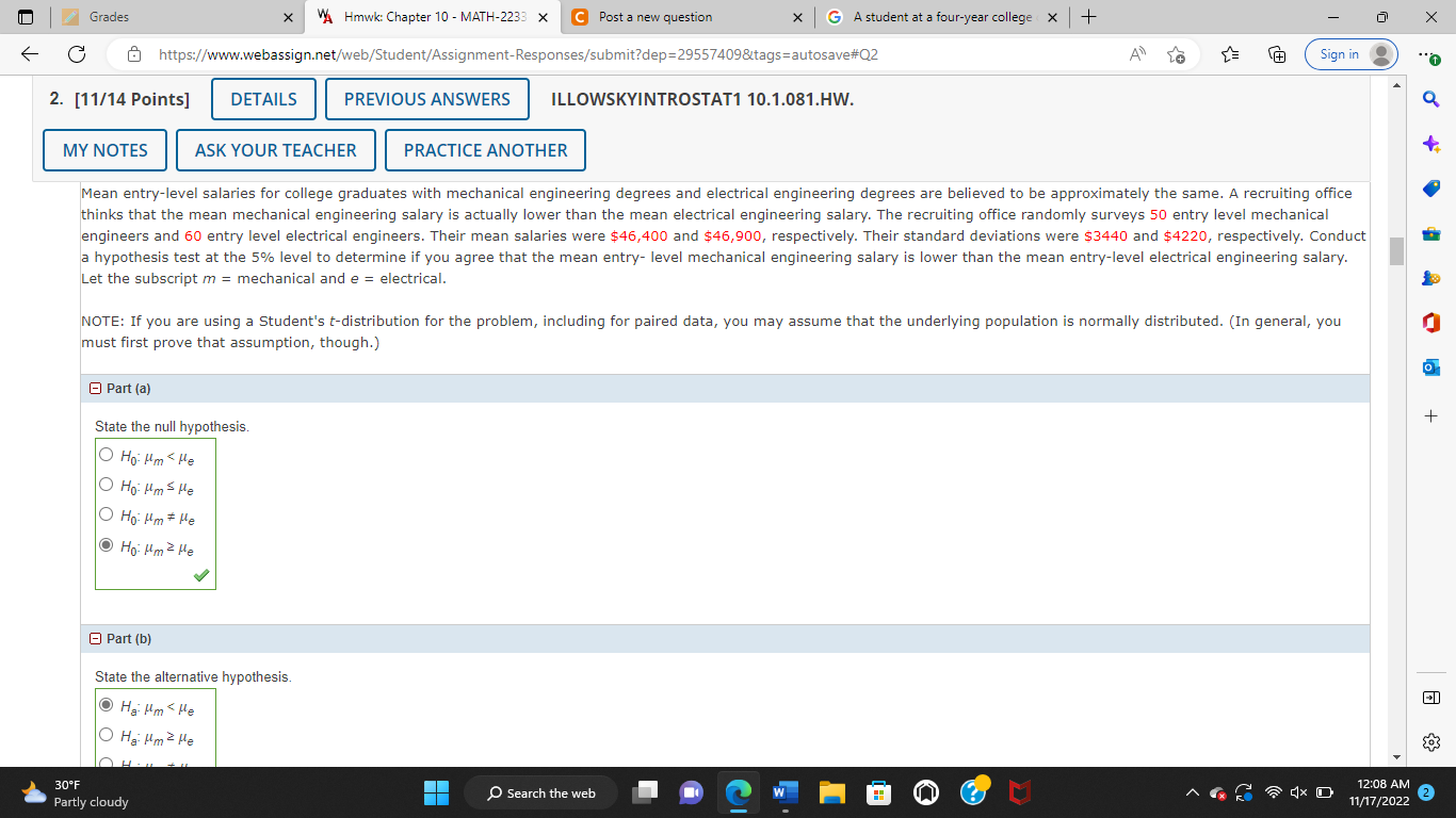 Solved lean entry-level salaries for college graduates with | Chegg.com