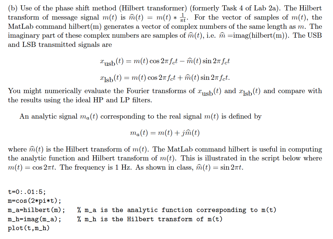 B Use Of The Phase Shift Method Hilbert Transfo Chegg Com