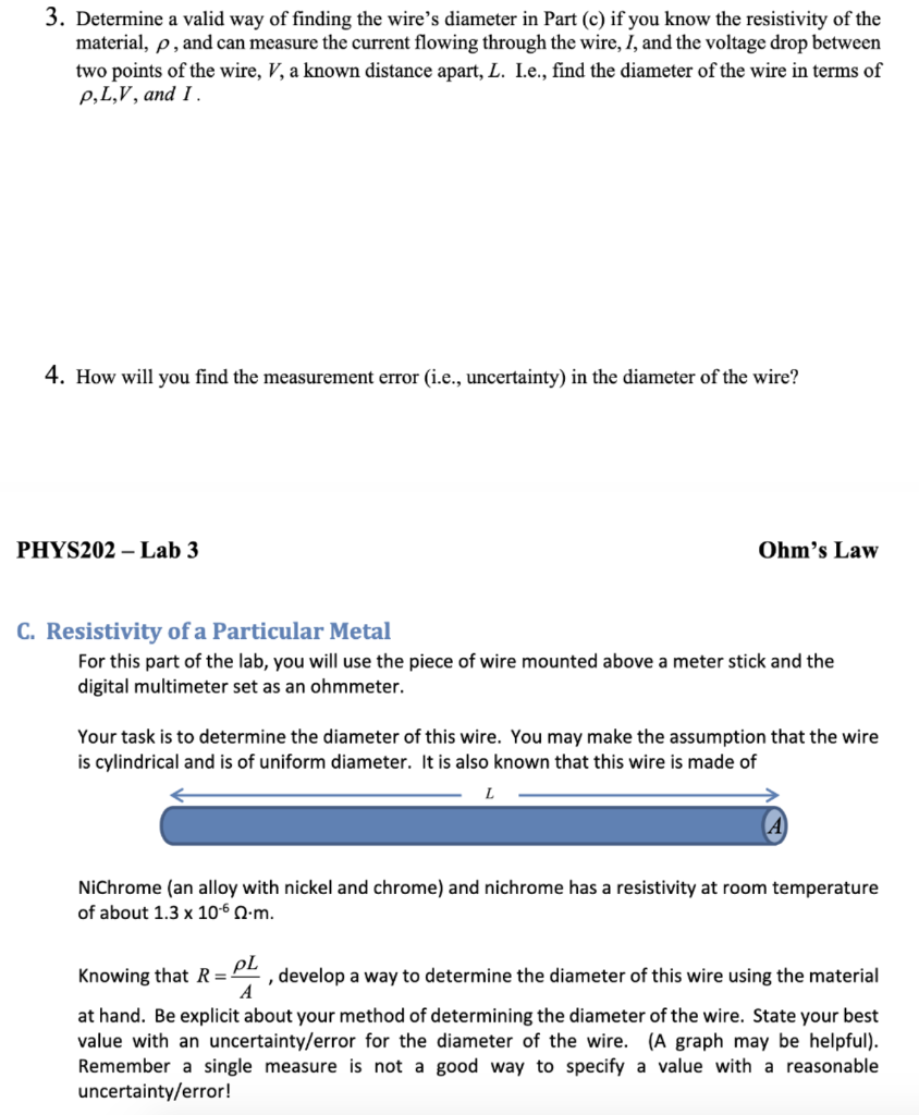 Solved 3 Determine A Valid Way Of Finding The Wire S Dia Chegg Com