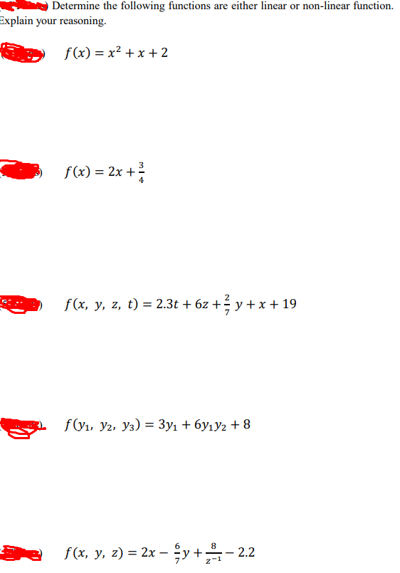 Solved Determine the following functions are either linear | Chegg.com