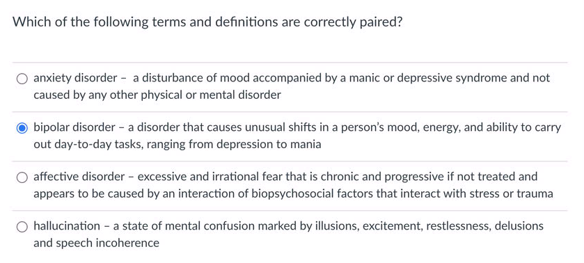 Solved Which of the following terms and definitions are | Chegg.com