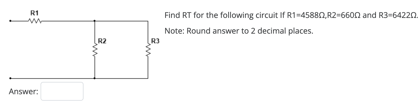 Solved Find RT for the following circuit If R1=4588Ω,R2=660Ω | Chegg.com