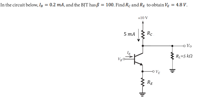 Solved In The Circuit Below Lg 0 2 Ma And The Bjt Has Chegg Com