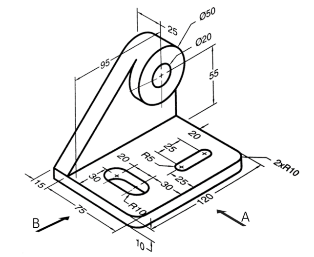 Solved Draw the following orthographic views with third | Chegg.com