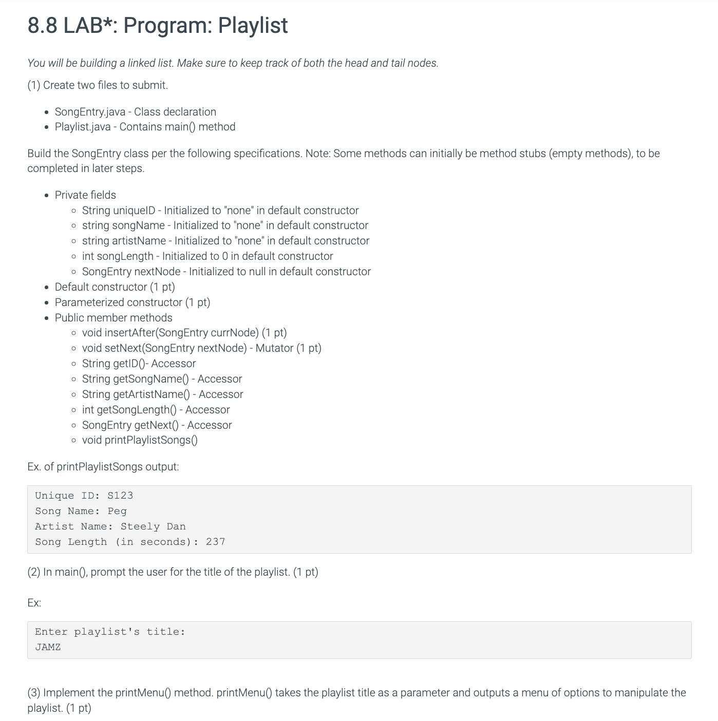Solved 8.8 LAB*: Program: Playlist You will be building a | Chegg.com