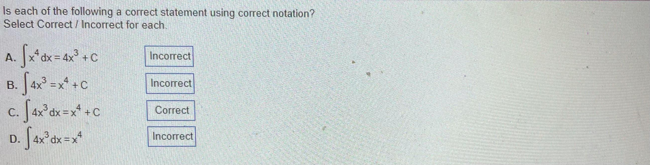 Solved Is each of the following a correct statement using | Chegg.com