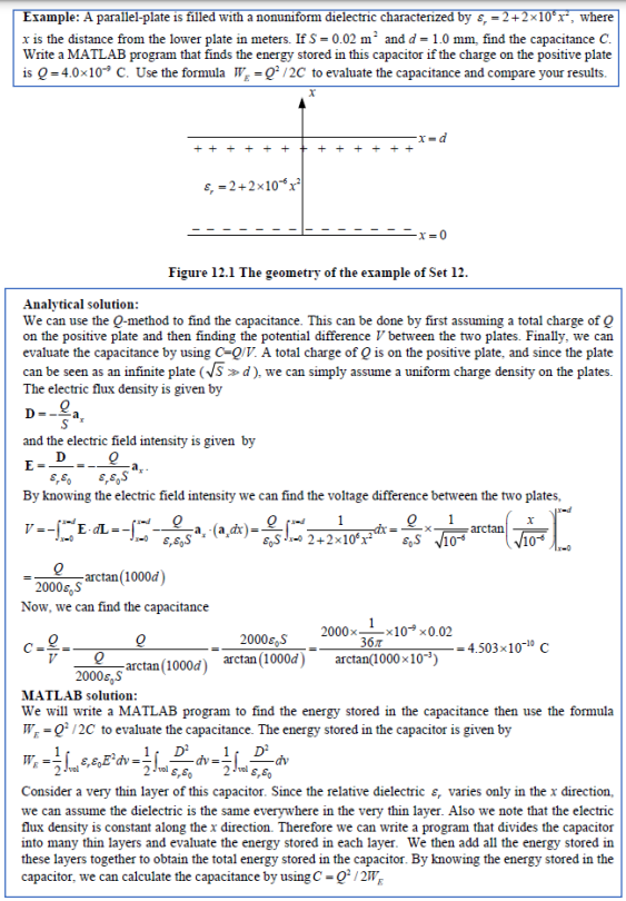 Solved Example: A parallel-plate is filled with a nonuniform | Chegg.com
