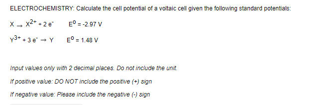 Solved ELECTROCHEMISTRY: Calculate the cell potential of a | Chegg.com