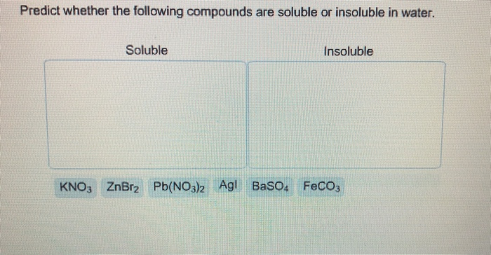 Predict whether the following compounds are soluble Chegg