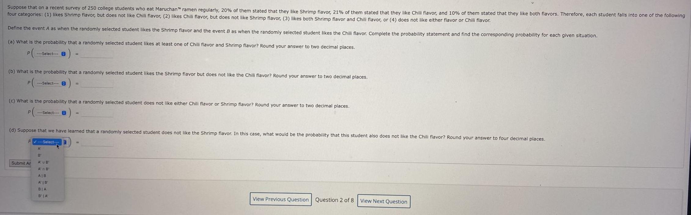 Solved Suppose that on a recent survey of 250 college | Chegg.com