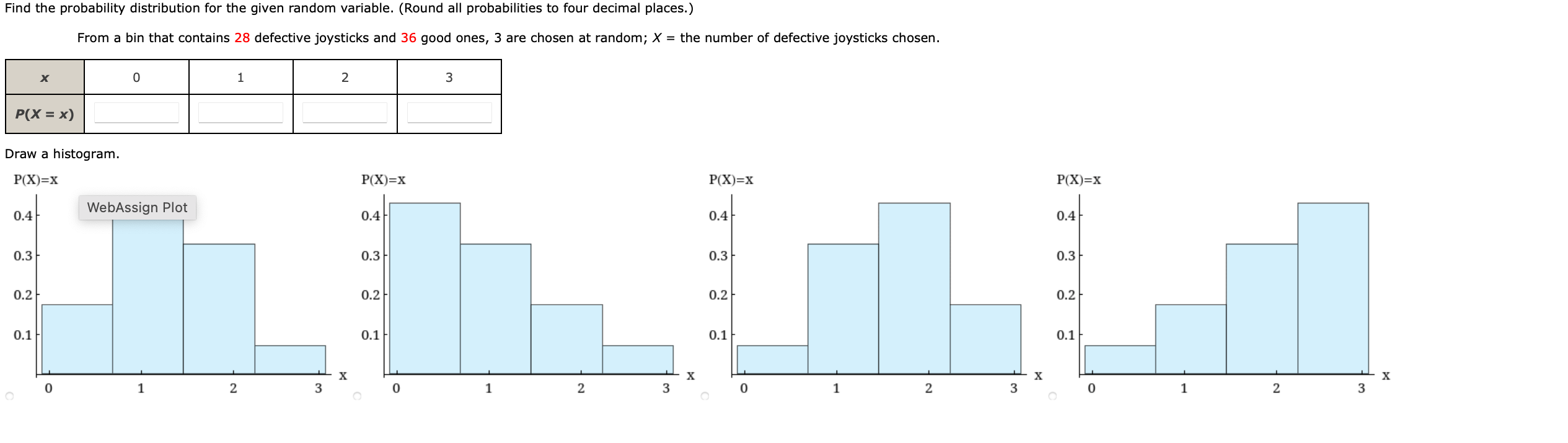 Solved Find the probability distribution for the given | Chegg.com