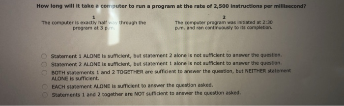 Solved How long will it take a computer to run a program at | Chegg.com