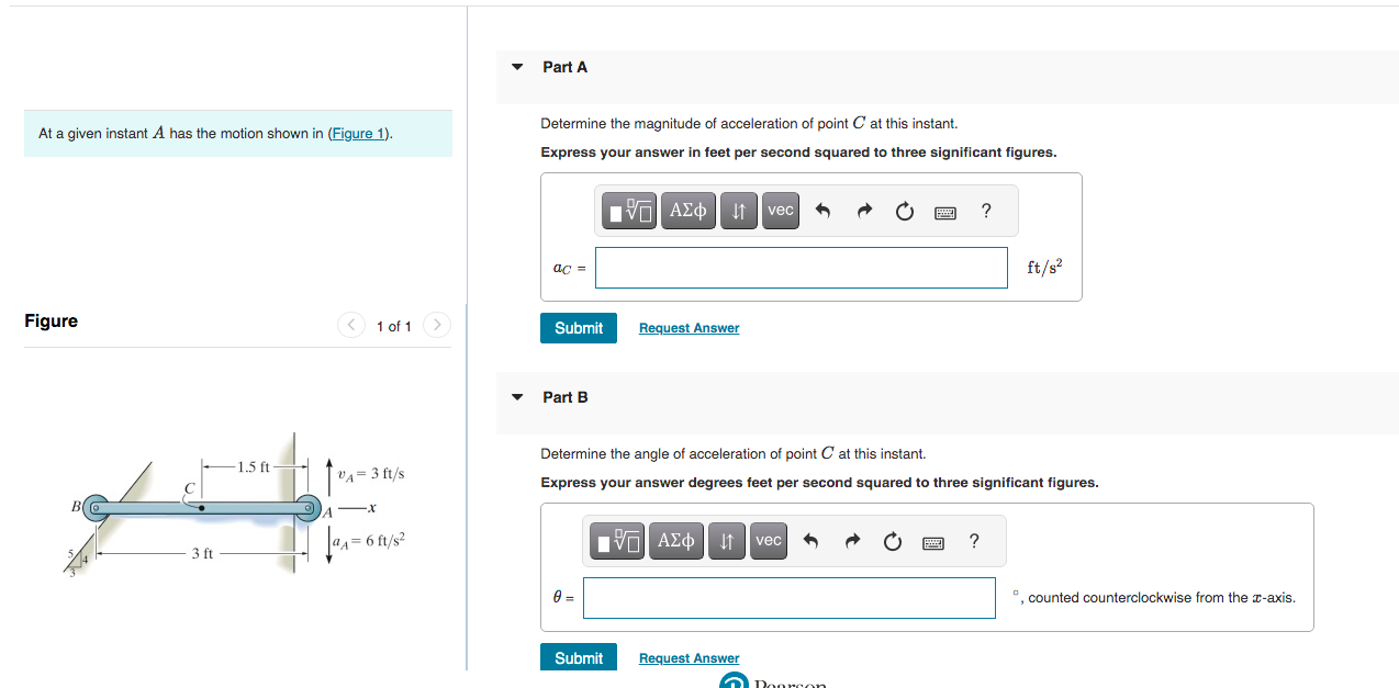 Solved At a given instant A has the motion shown in (Figure | Chegg.com
