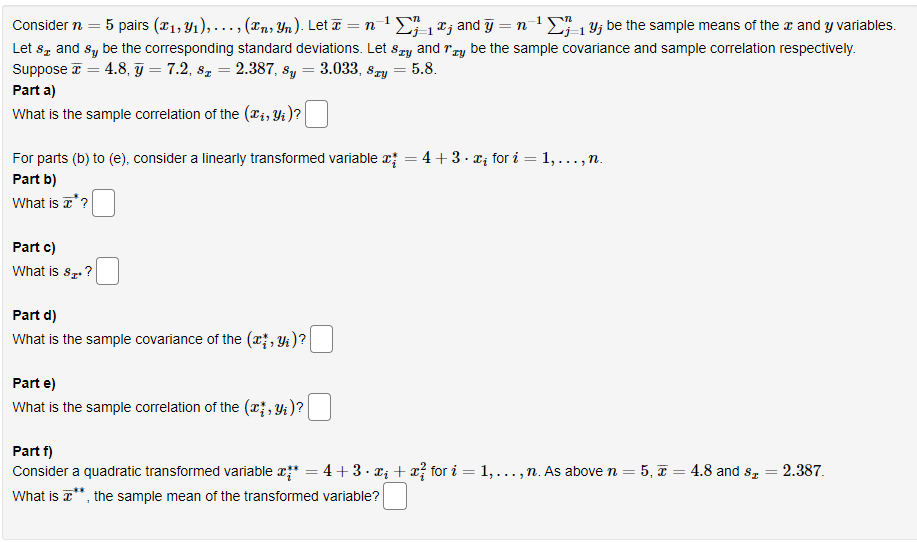 Solved 1 , = n Consider n= 5 pairs (11,Yı),..., (In, Yn). | Chegg.com
