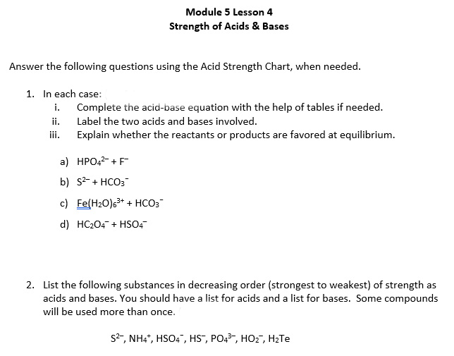 Solved Answer the following questions using the Acid | Chegg.com