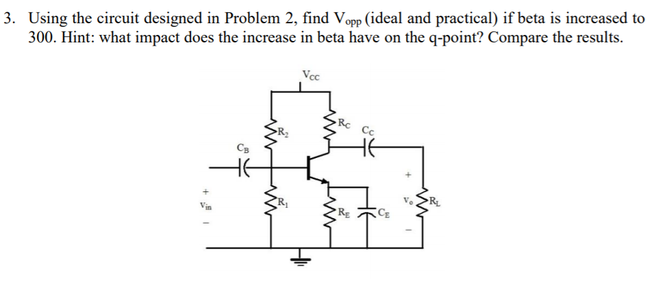 Solved 2. For a common-emitter amplifier with a voltage | Chegg.com