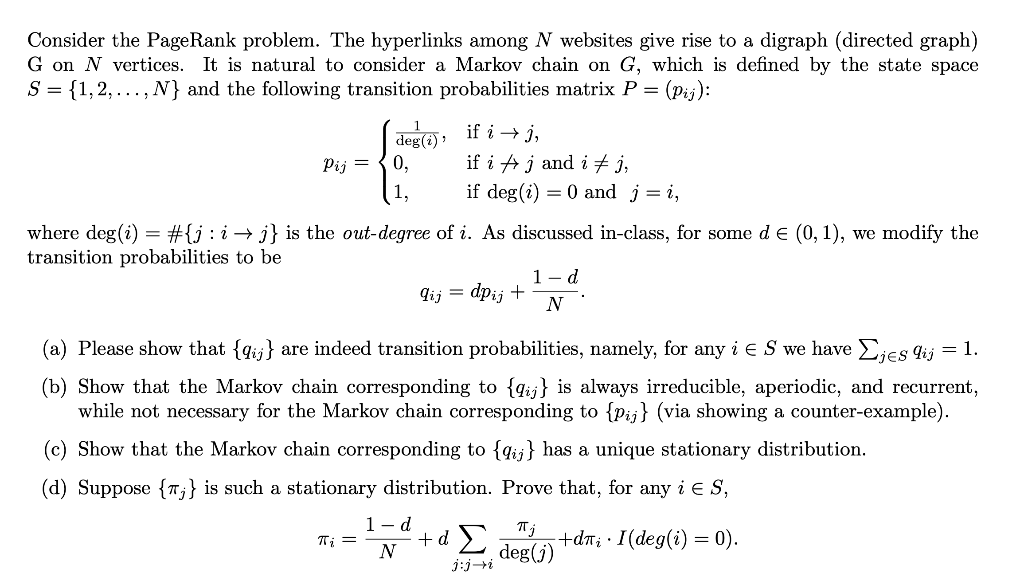 Consider the PageRank problem. The hyperlinks among N | Chegg.com