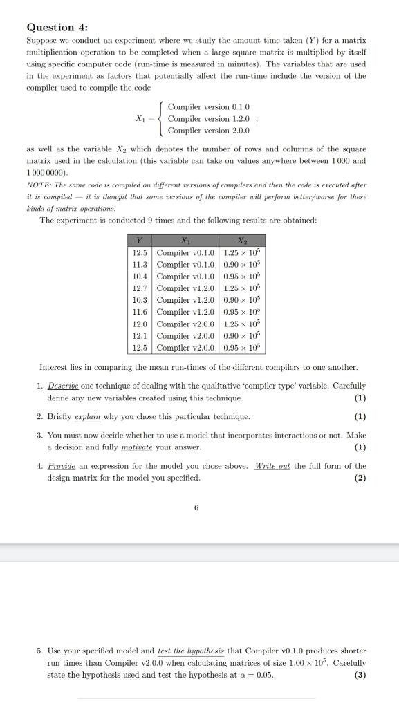 Solved Question 4: Suppose we conduct an experiment where we | Chegg.com