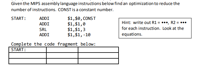 Solved Given the MIPS assembly language instructions below | Chegg.com