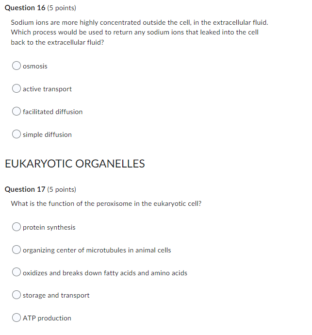 Sodium ions are more highly concentrated outside the cell, in the extracellular fluid. Which process would be used to return 