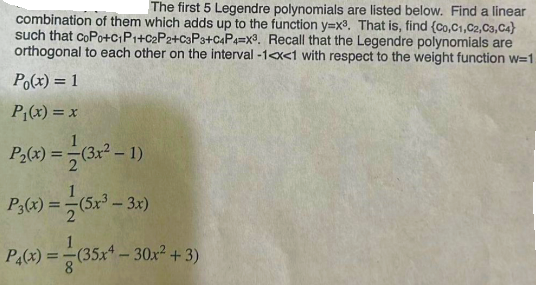 Solved The first 5 Legendre polynomials are listed below. | Chegg.com