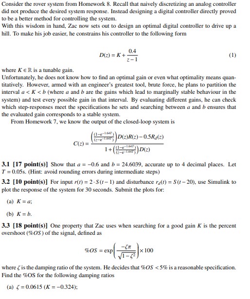 Solved Consider the rover system from Homework 8 . Recall | Chegg.com