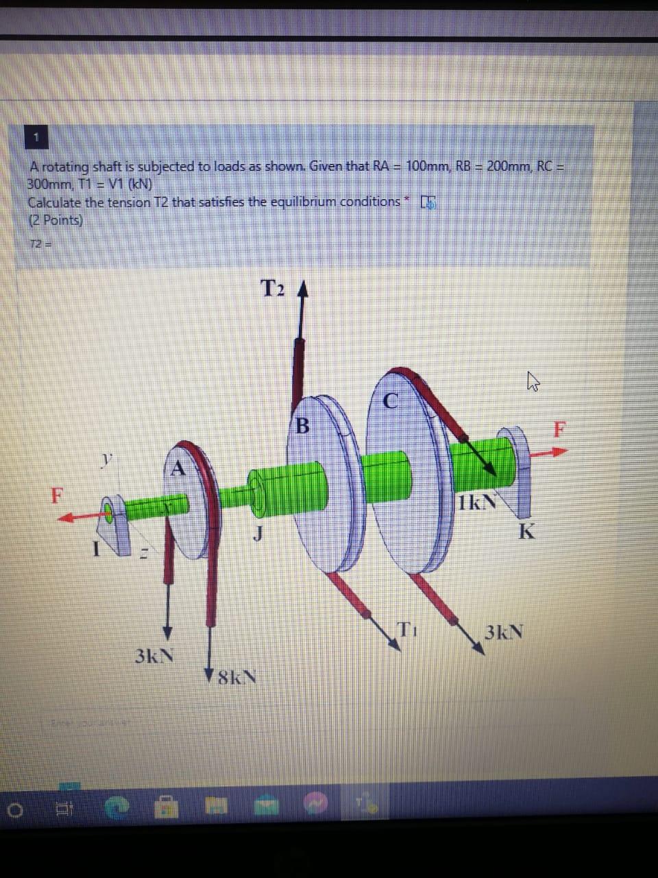 Solved 1 A rotating shaft is subjected to loads as shown.