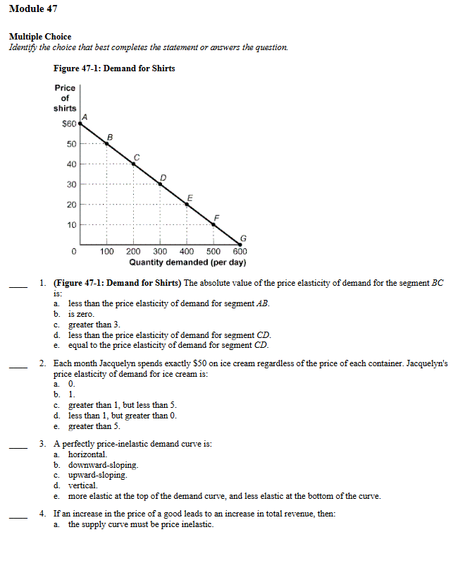 Solved Module 47 Multiple Choice Identify the choice that | Chegg.com