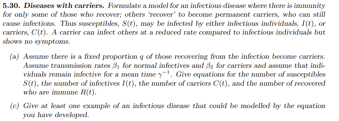 Solved 5 30 Diseases With Carriers Formulate A Model For Chegg Com   PhpruEJuq