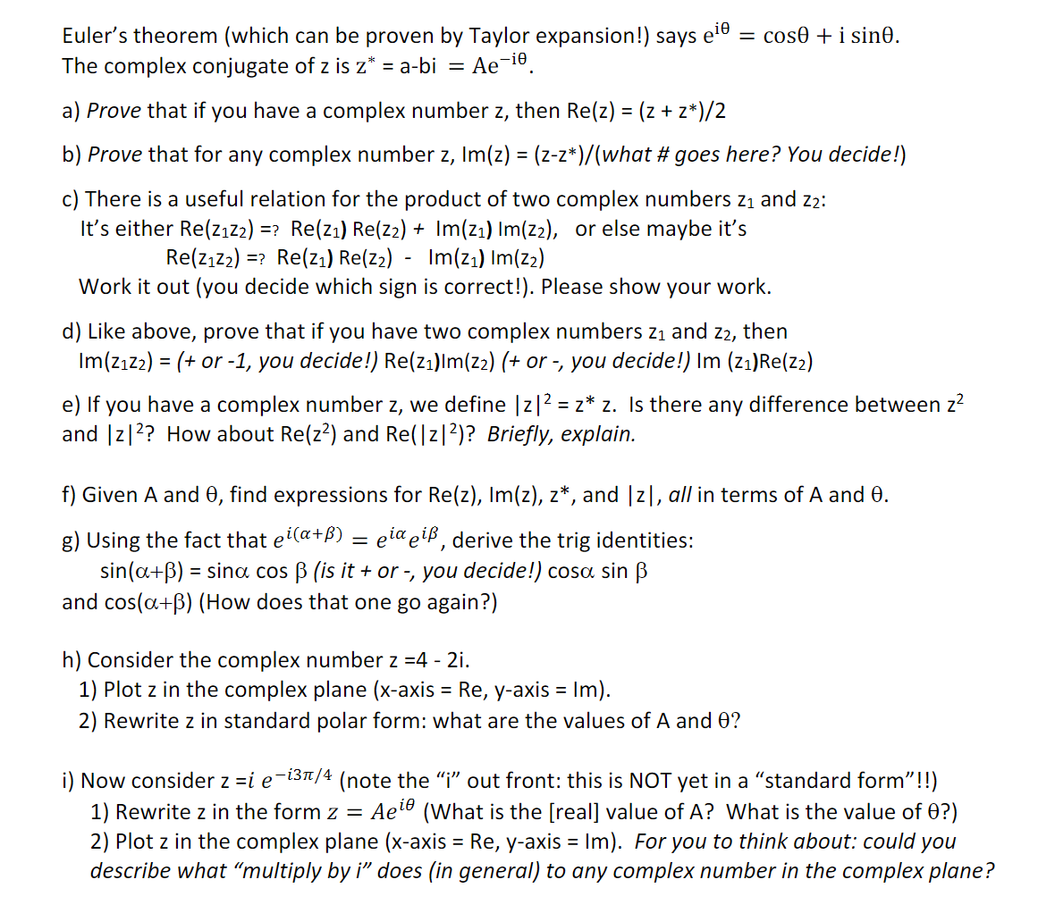 Solved Problem 3. Practice with complex numbers Complex | Chegg.com