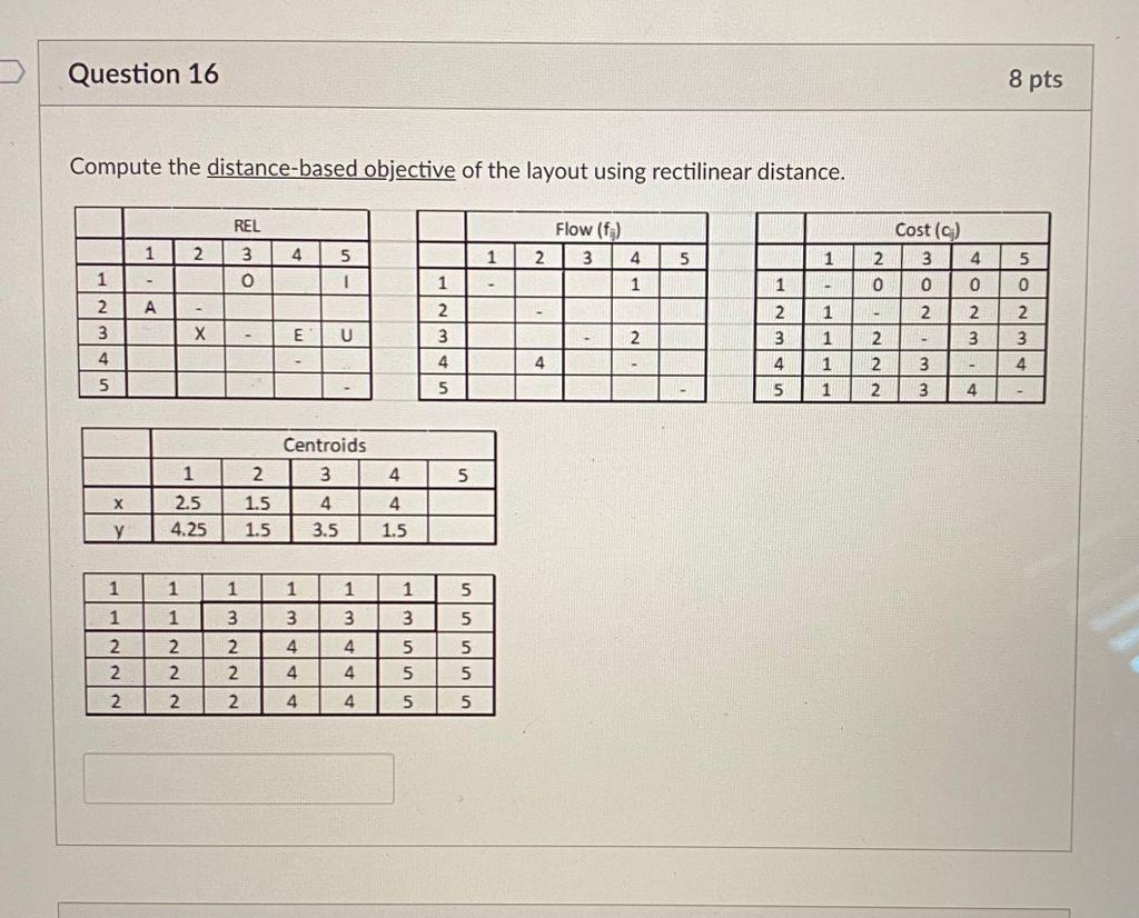Question 16 8 pts Compute the distance-based | Chegg.com