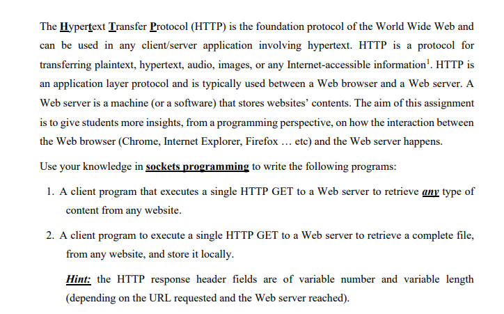 Solved The Hypertext Transfer Protocol (HTTP) is the | Chegg.com