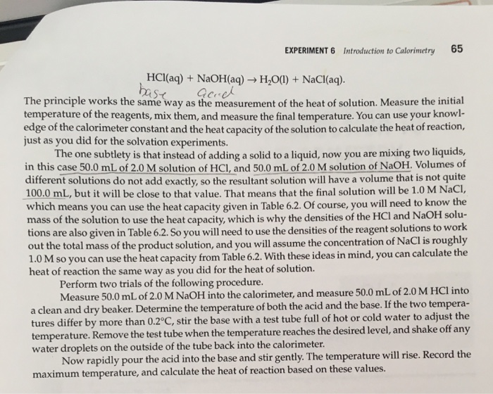 EXPERIMENT 6 INTRODUCTION TO CALORIMETRY To
