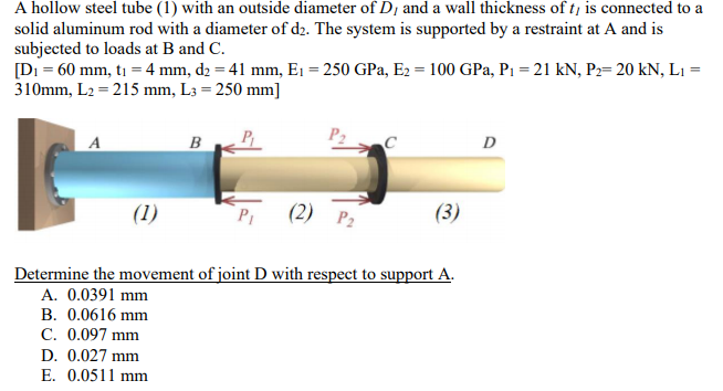 Solved A hollow steel tube (1) with an outside diameter of | Chegg.com