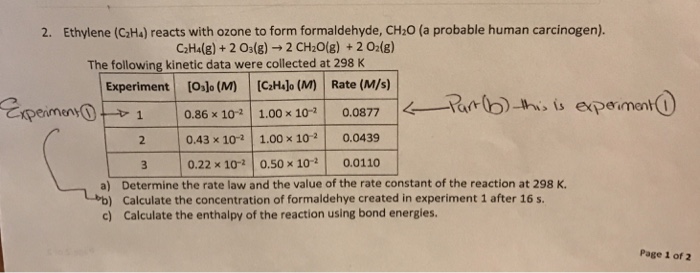 Solved Ethylene C 2H 4 reacts with ozone to form Chegg