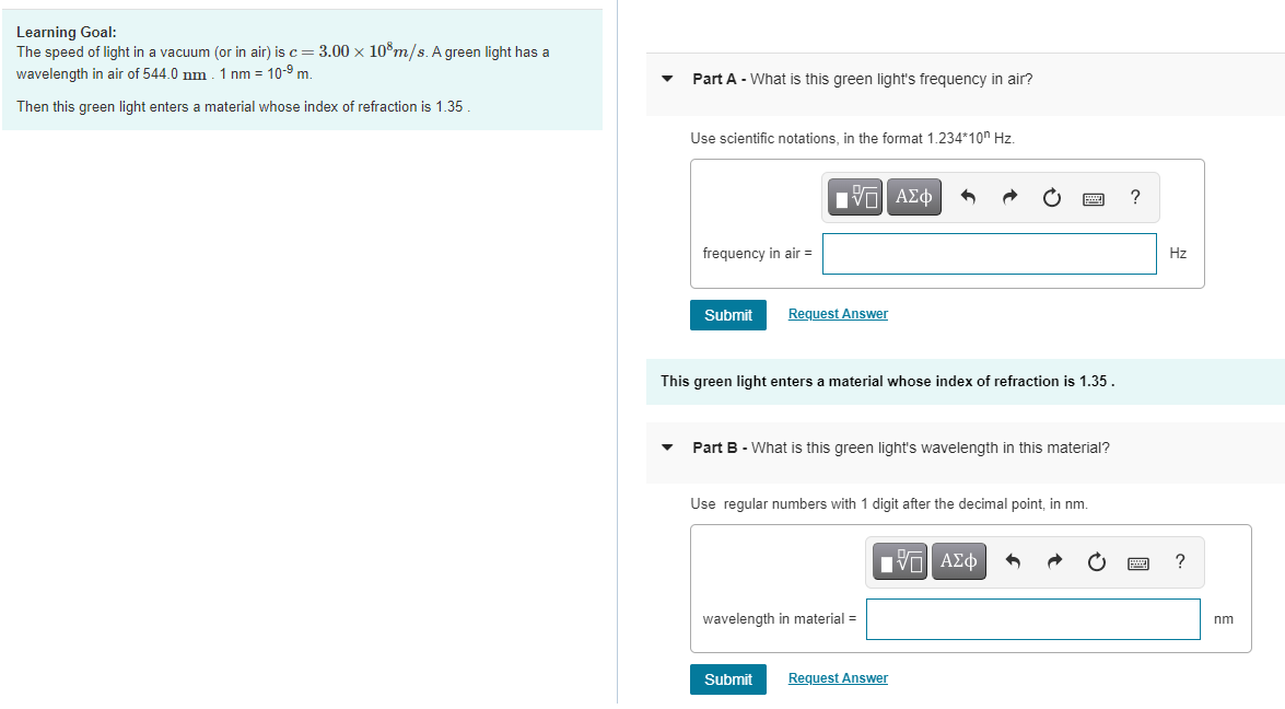 Solved Learning Goal The speed of light in a vacuum (or in