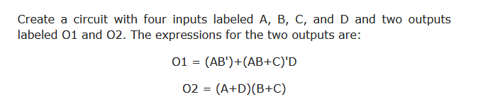 Solved Create A Circuit With Four Inputs Labeled A, ﻿B, ﻿C, | Chegg.com