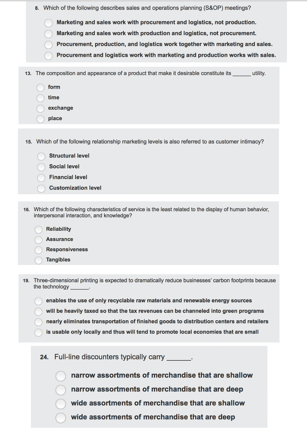 Solved 8 Which Of The Following Describes Sales And Oper Chegg Com