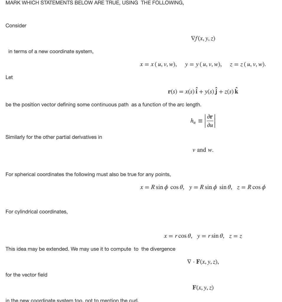 Solved Mark Which Statements Below Are True Using The Fo Chegg Com