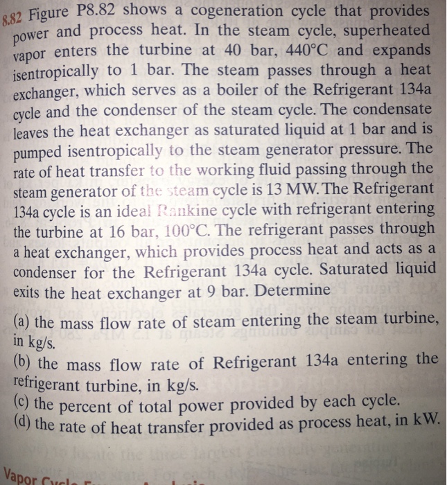 Solved Figure P8.82 shows a cogeneration cycle that provides | Chegg.com