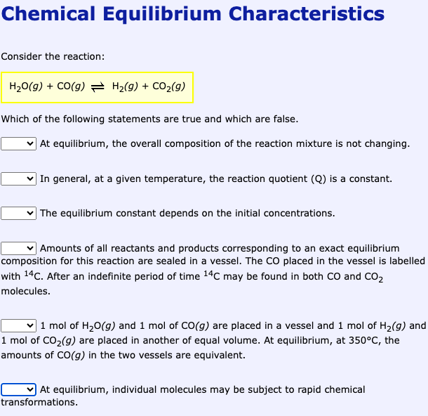 Solved Chemical Equilibrium Characteristics Consider the | Chegg.com