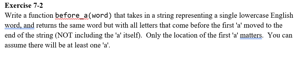 Solved Write a function before a (word) that takes in a | Chegg.com