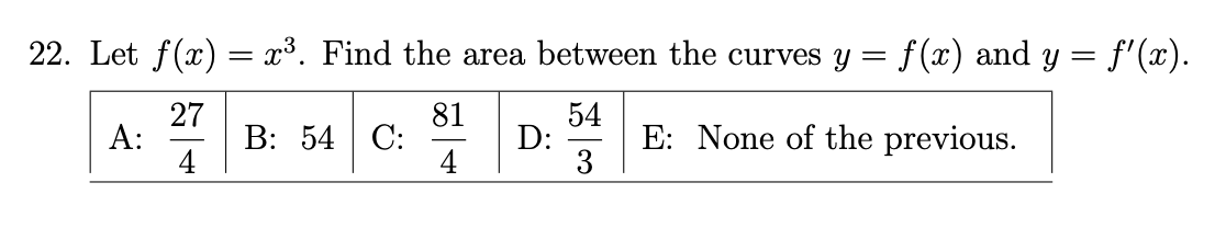 Solved Let F X X3 ﻿find The Area Between The Curves Y F X