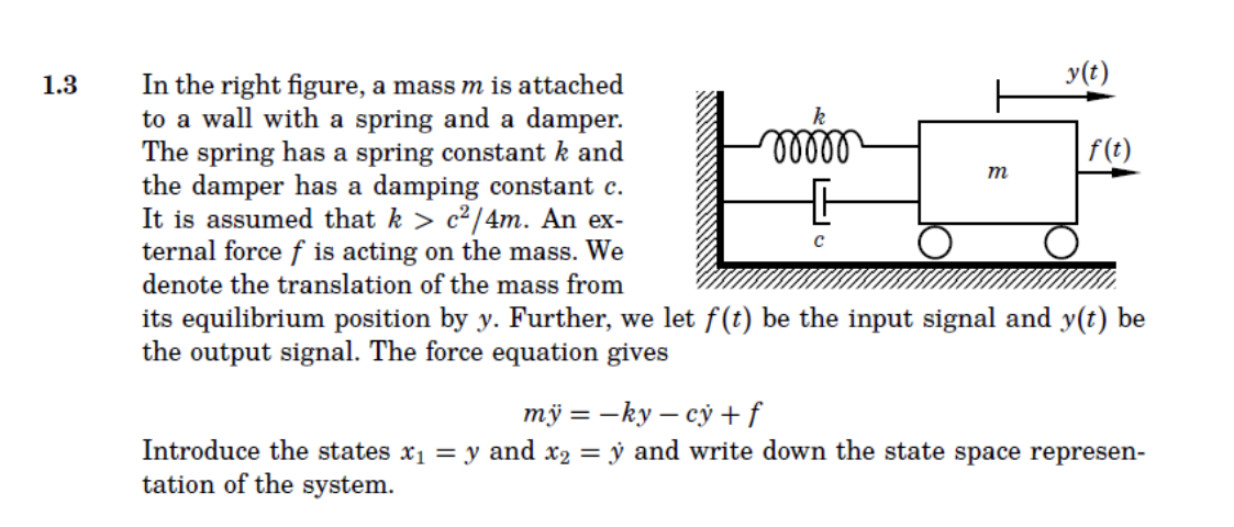 Solved 1.3 k m In the right figure, a mass m is attached | Chegg.com