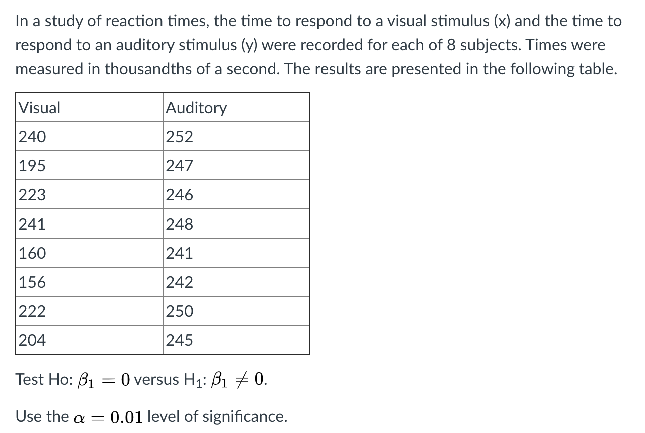 Solved In a study of reaction times, the time to respond to | Chegg.com