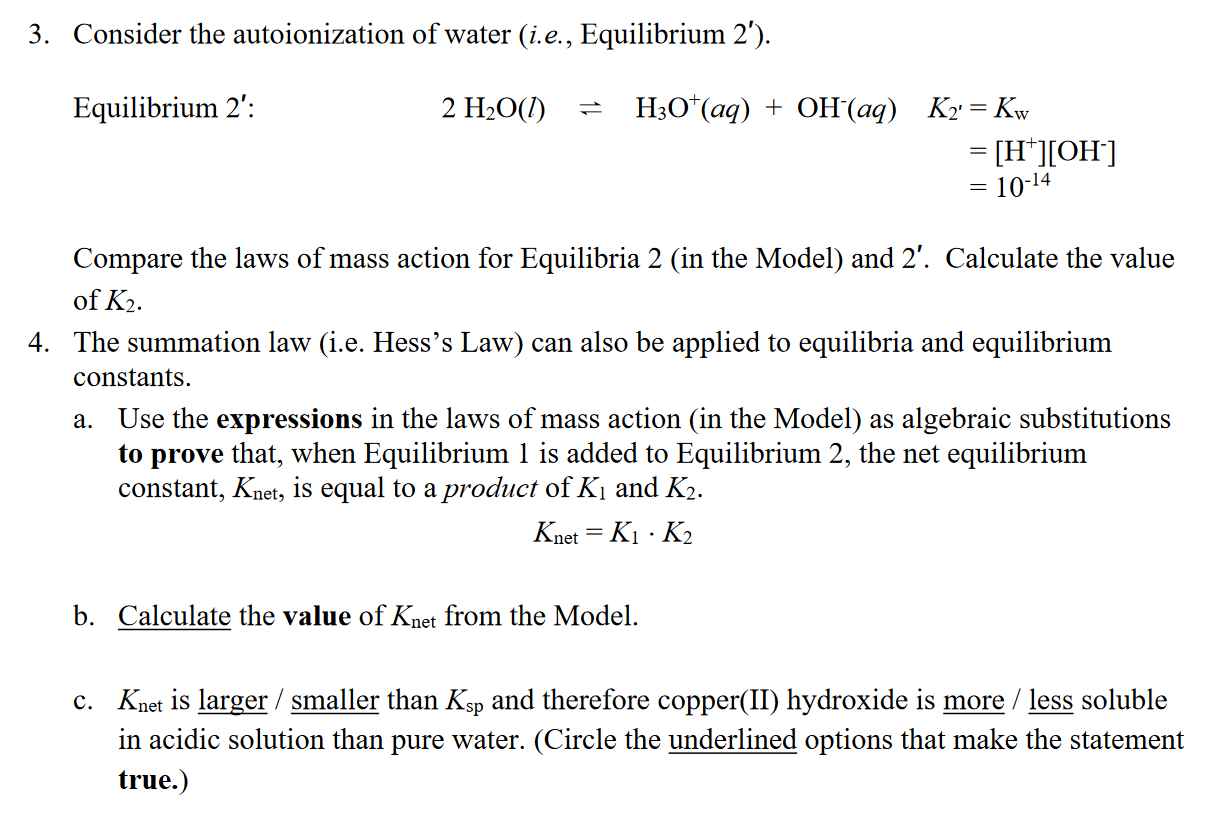 Solved Equilibrium 1: Cu(OH)2(s)⇌Cu2+(aq)+2OH−(aq)K1=Ksp of | Chegg.com