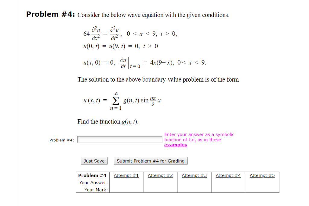 Solved Problem #4: Consider the below wave equation with the | Chegg.com