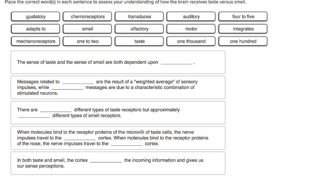 Solved Compare and contrast the senses of taste and smell by | Chegg.com