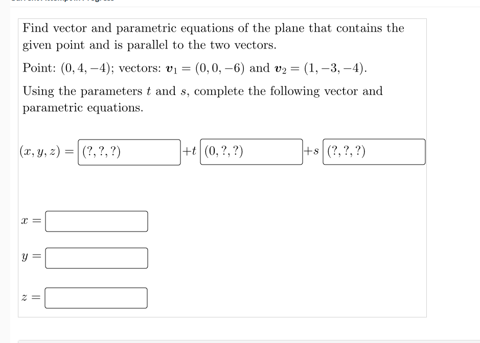 Solved Find vector and parametric equations of the plane | Chegg.com